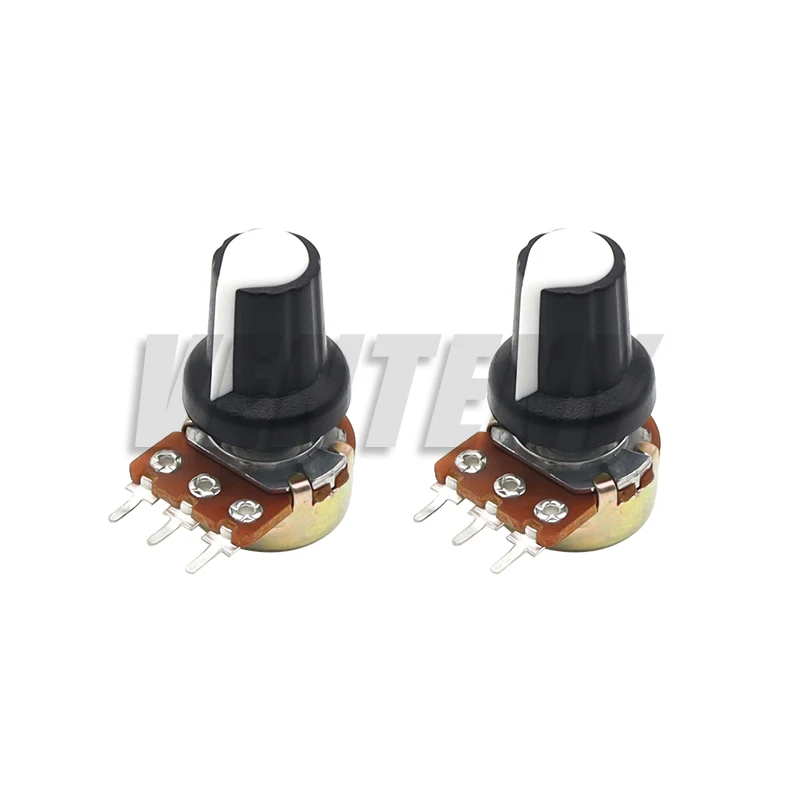 5 Sets WH148 1K 10K 20K 50K 100K 500K Ohm 15mm 3 Pin Linear Taper Rotary Potentiometer Resistor for Arduino with AG2 White cap
