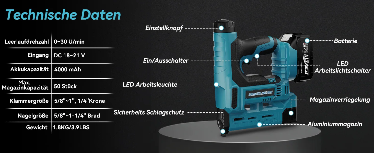 2 In1 Electric Nail Gun Nailer Depth Adjustment Stapler F15-F32 Furniture Staple Gun For Makita 18V Battery