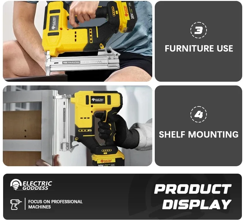 10-30mm Brushless Electric Nail Gun Depth Adjustment Nailer Stapler Cordless Stapler Framing For Dewalt 20V Battery Pin