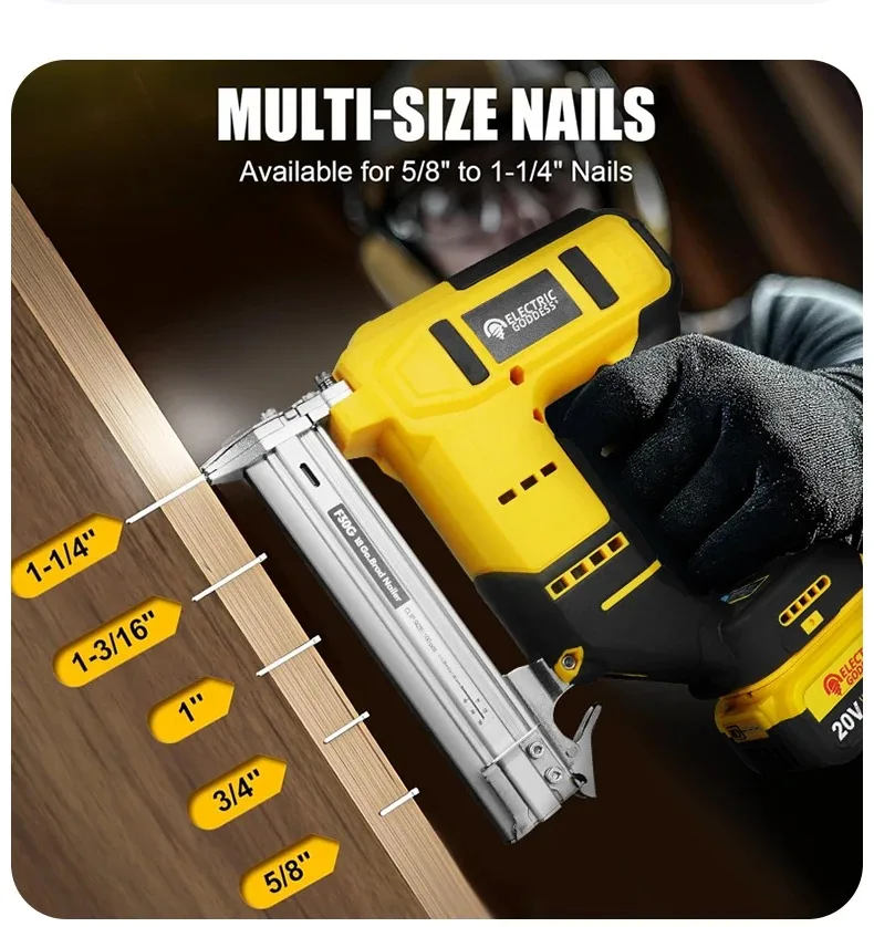 10-30mm Brushless Electric Nail Gun Depth Adjustment Nailer Stapler Cordless Stapler Framing For Dewalt 20V Battery Pin
