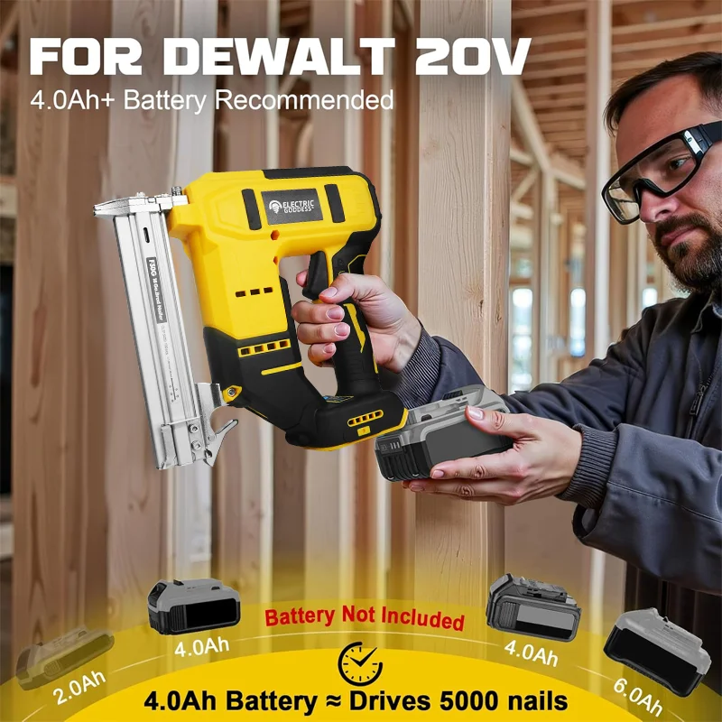 Electric Goddess Brushless Electric Nail Gun Cordless Brad Nail Gun Woodwork Nailing For Makita/Dewalt/Milwaukee 20V Battery Pin