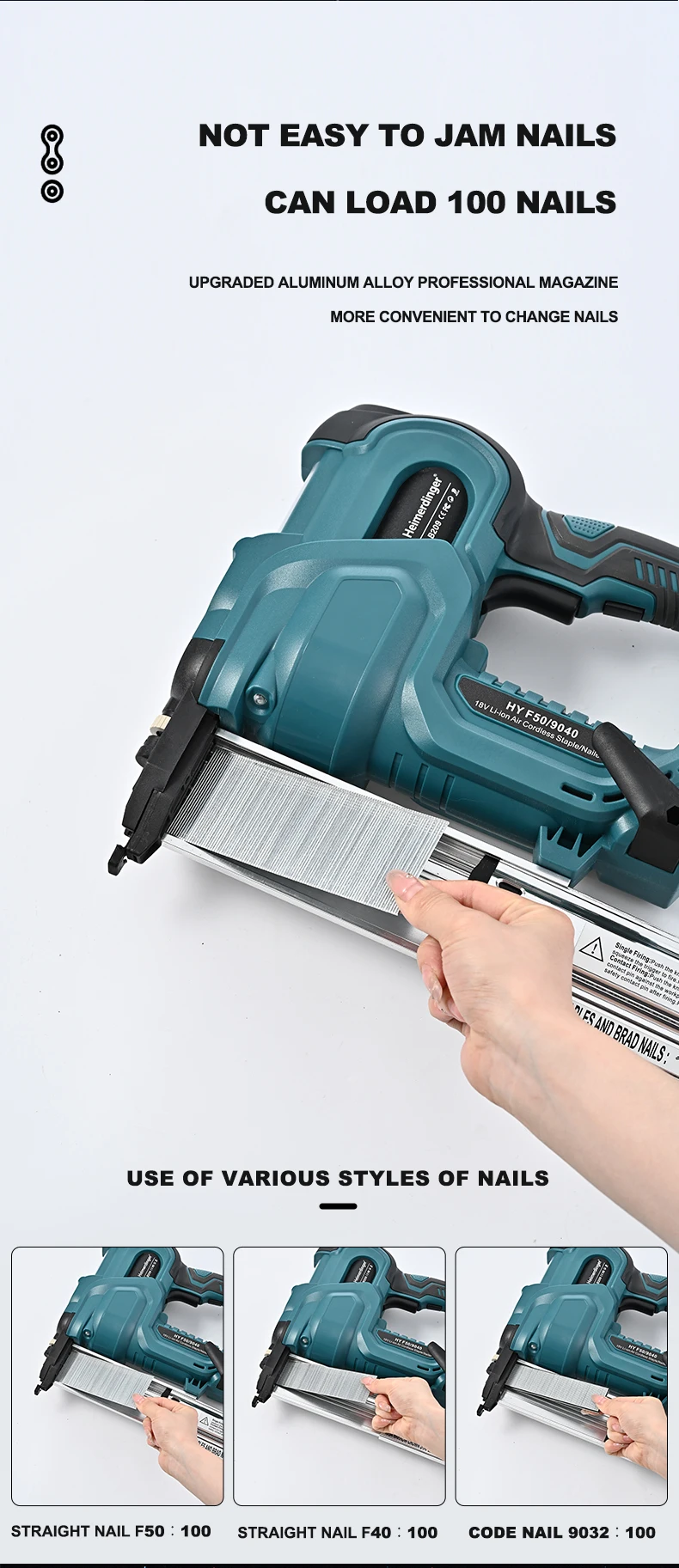Cordless Nail Gun,18GA 2 in 1 Nailer/Stapler Gun Compatible with Makita Battery,2 Mode with 500 Staples, 500 Nails(No Battery)