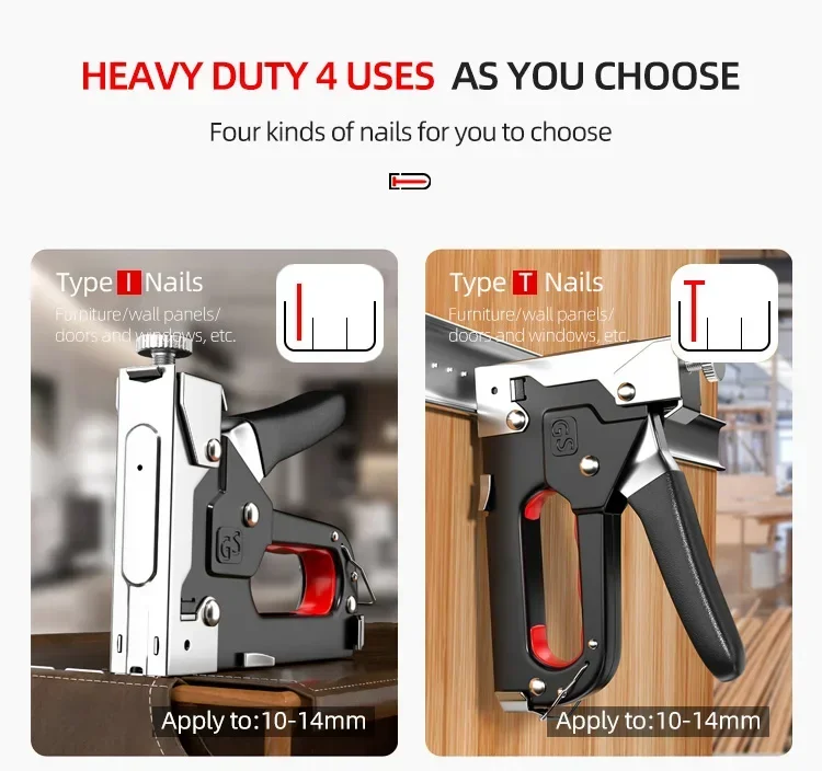 Manual Nailing Gun Light Duty Home Use Code Nailing Gun Air Nail Woodworking Special Direct Staple Book Carpentry Tools U/T/N