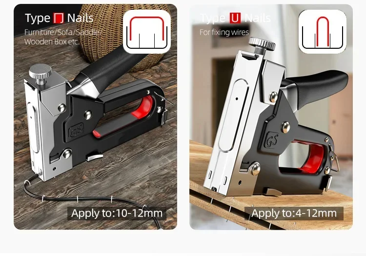 Manual Nailing Gun Light Duty Home Use Code Nailing Gun Air Nail Woodworking Special Direct Staple Book Carpentry Tools U/T/N