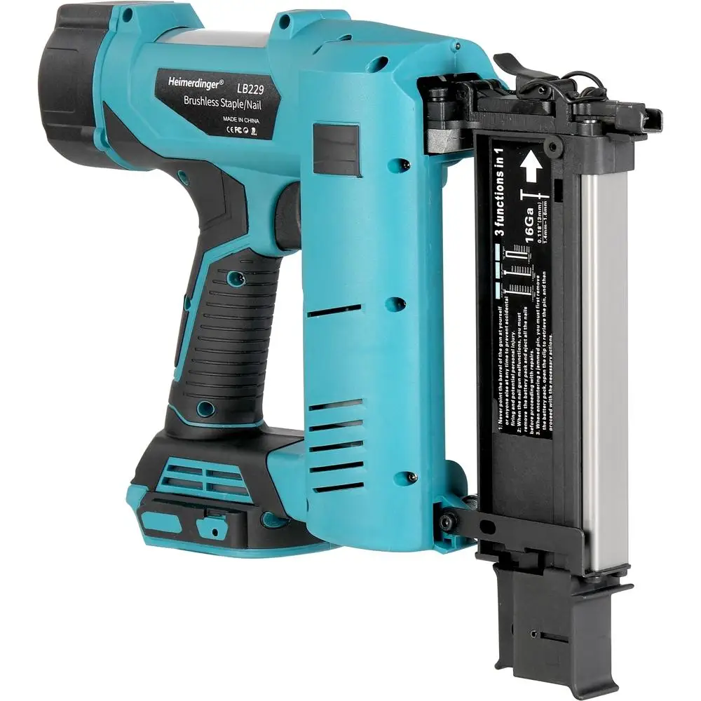 Heimerdinger 18V Brushless Cordless Nail Gun Stapler 800W 3-in-1 Brad Nailer Depth Adjustable Tool No battery