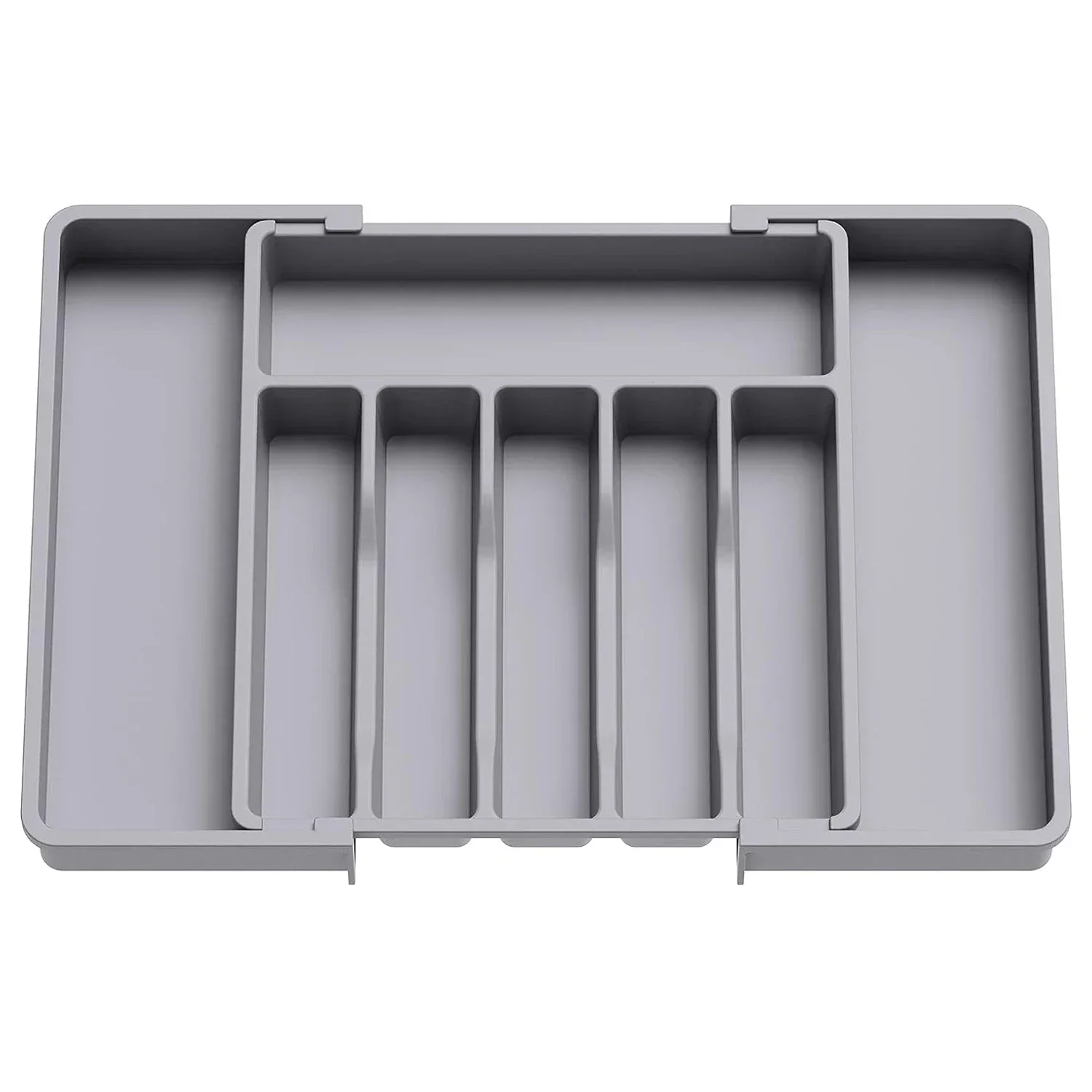 UpgradedAdjustable Cutlery Drawer Organizer Plastic Divided Storage Tray Space Saving Holder for Kitchen Knives Spoons Tableware