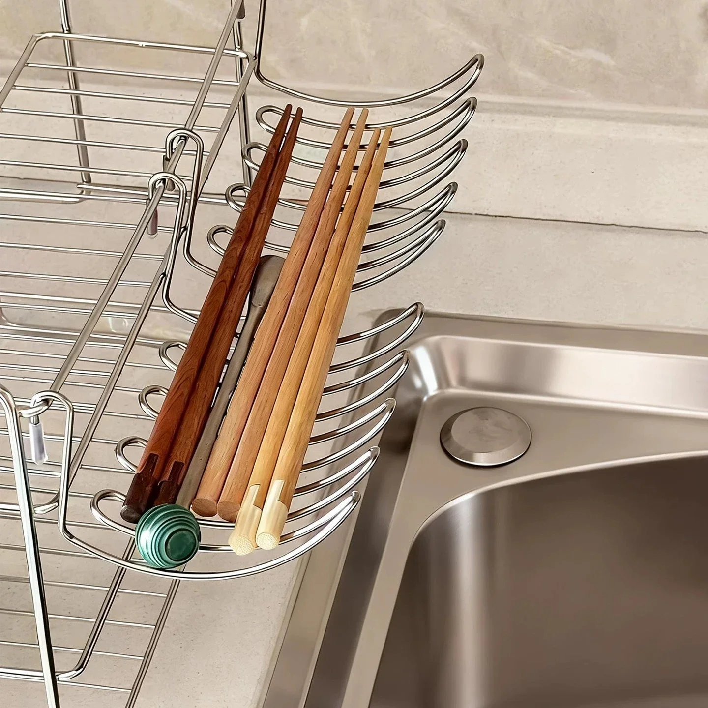 Expandable Stainless Steel Drain Rack Multifunctional Hanging Storage Basket Drain Tray Kitchen Sink Organizer Adjustable Rack