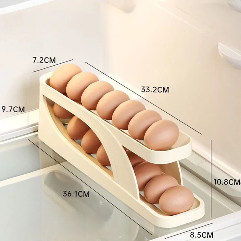 Slide Type Egg Carton Double Automatic Egg Roller Refrigerator Side Door Egg Storage Kitchen Countertop Egg Holder