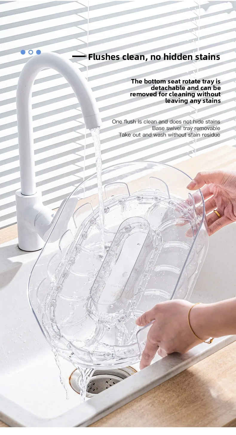 360 Rotating Refrigerator Storage Box Multifunctional Spice Organizer Simple Drink Tray for Kitchen Countertop