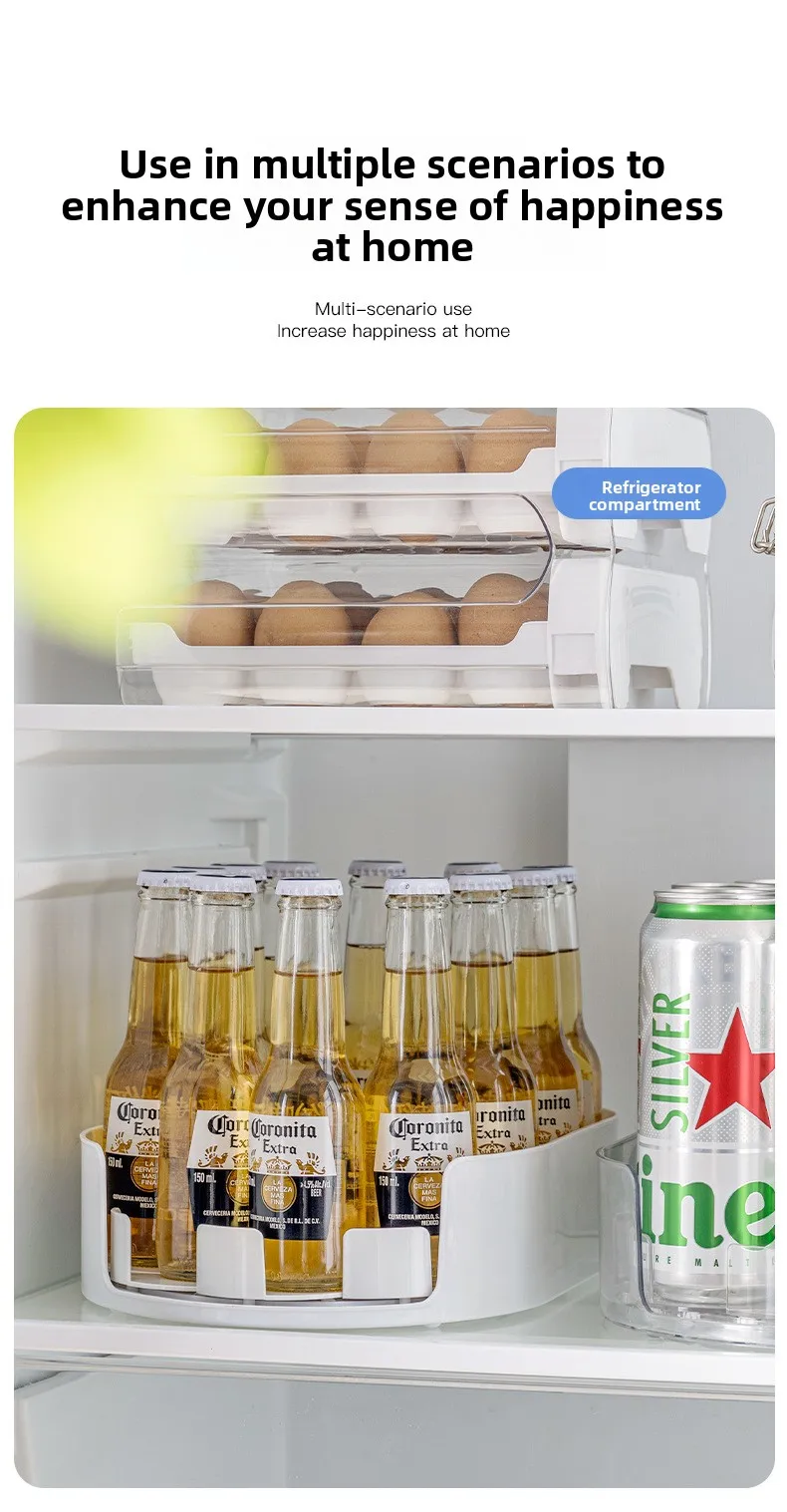360 Rotating Refrigerator Storage Box Multifunctional Spice Organizer Simple Drink Tray for Kitchen Countertop