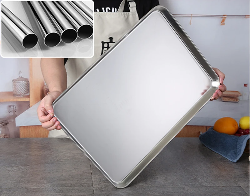 Stainless Steel Rectangle Food Storage Trays Sausage Noodles Fruit Dish Pastry Baking Plates for Restaurant Hotel Kitchen