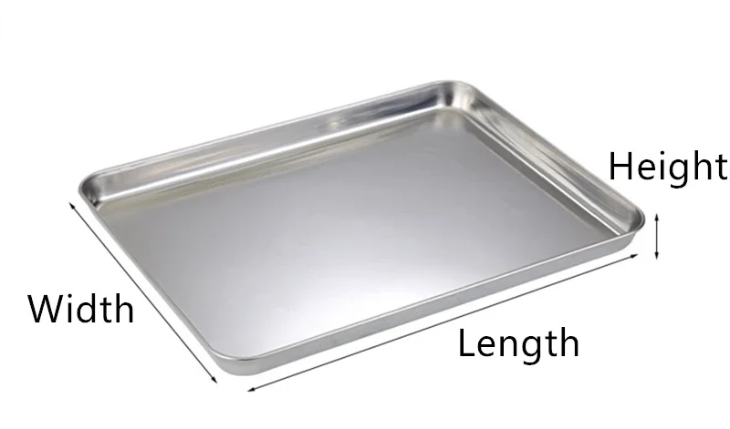 Stainless Steel Rectangle Food Storage Trays Sausage Noodles Fruit Dish Pastry Baking Plates for Restaurant Hotel Kitchen