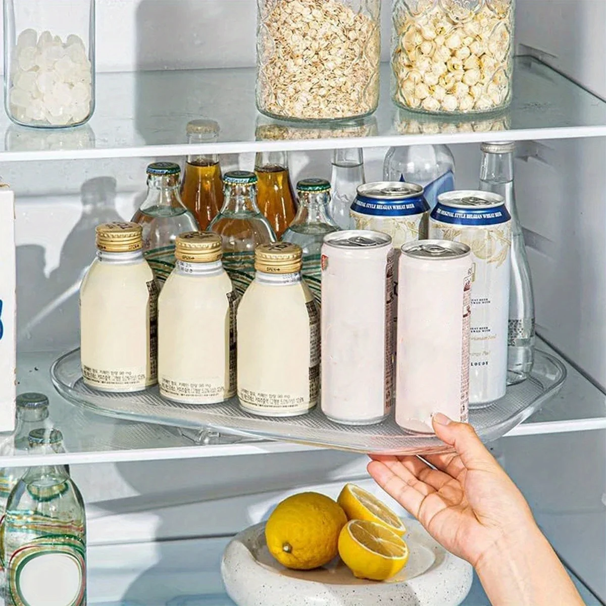 Storage Tray 360-Degree Refrigerator Storage Rotating Tray Used for Kitchen Spice Jars and Sundry Storage Turntable