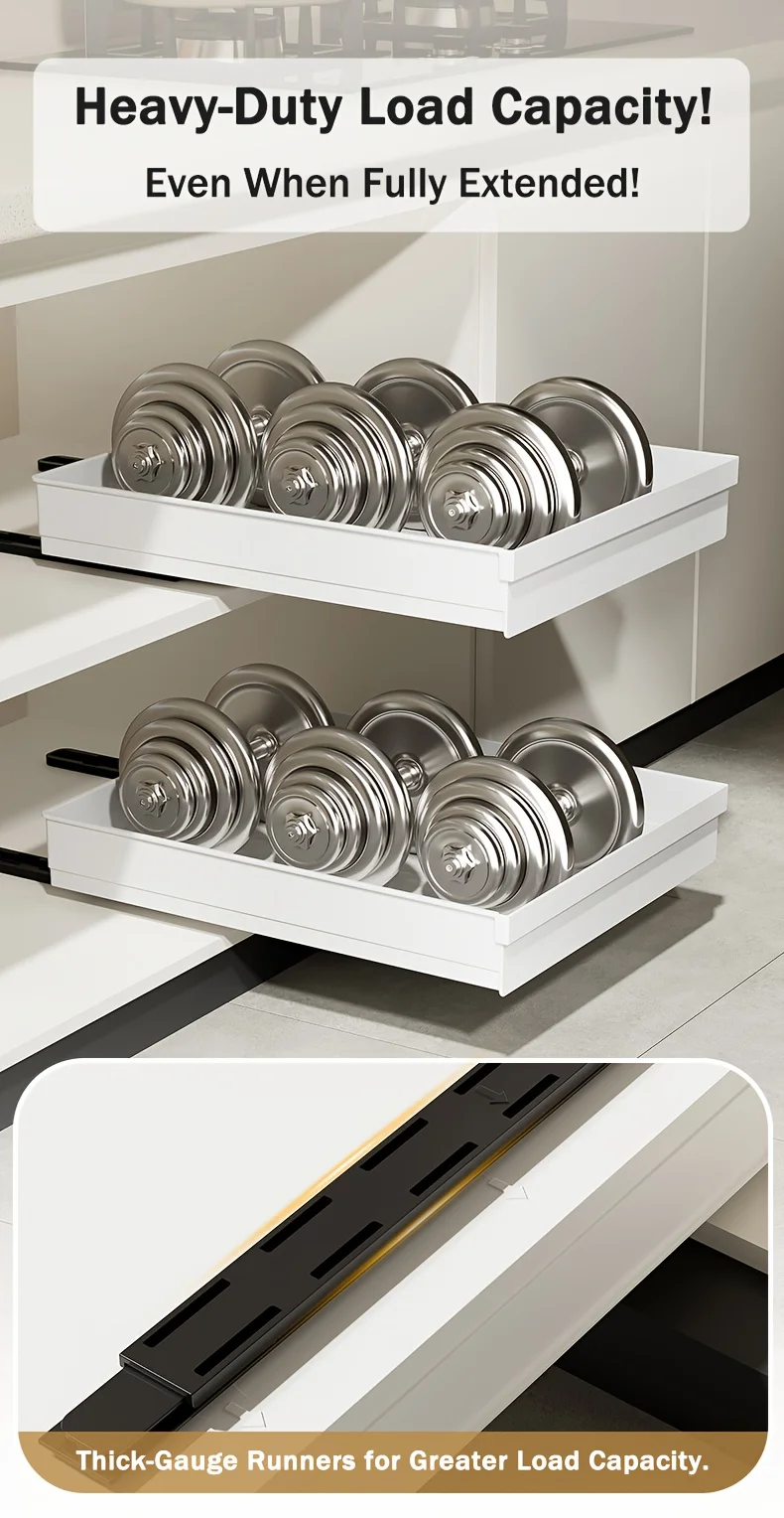 No-Drill Magic Tray Heavy-Duty Slide-Out Organizer for Cabinets/Sinks. Easy Install, Huge Space Saver! Perfect for Tiny Homes