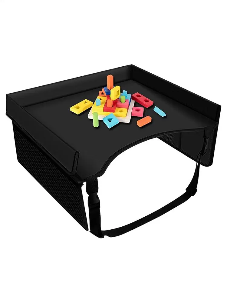 Car Seat Travel Tray Safety Seat Play Table Organizer Storage Snacks Toys Cup Holder Waterproof For Baby Children Kids Stroller