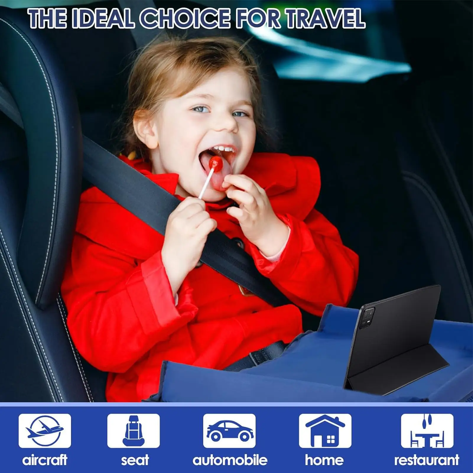 Car Seat Travel Tray Safety Seat Play Table Organizer Storage Snacks Toys Cup Holder Waterproof For Baby Children Kids Stroller