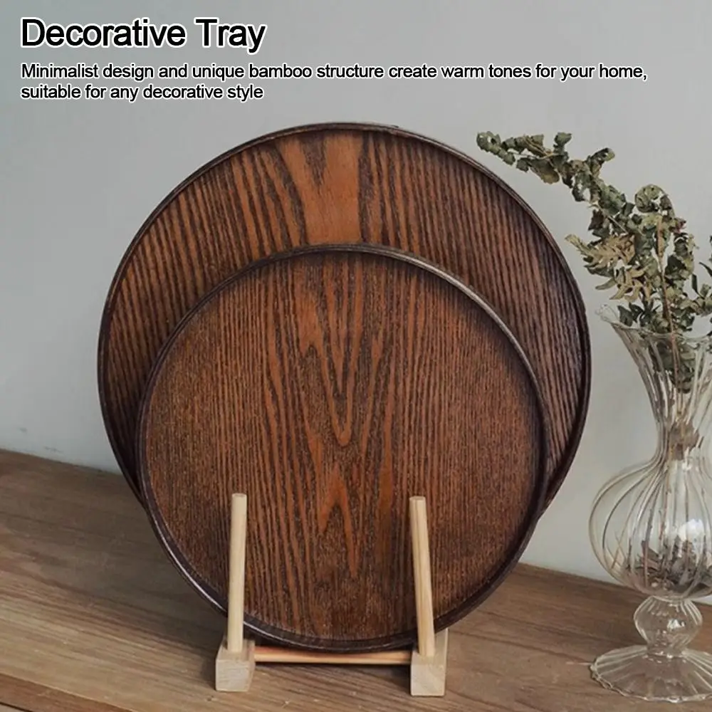 Vintage Round Serving Tray Wooden 21/24/27/30/33cm Wood Platte Dessert Pallet Coffee Home Table