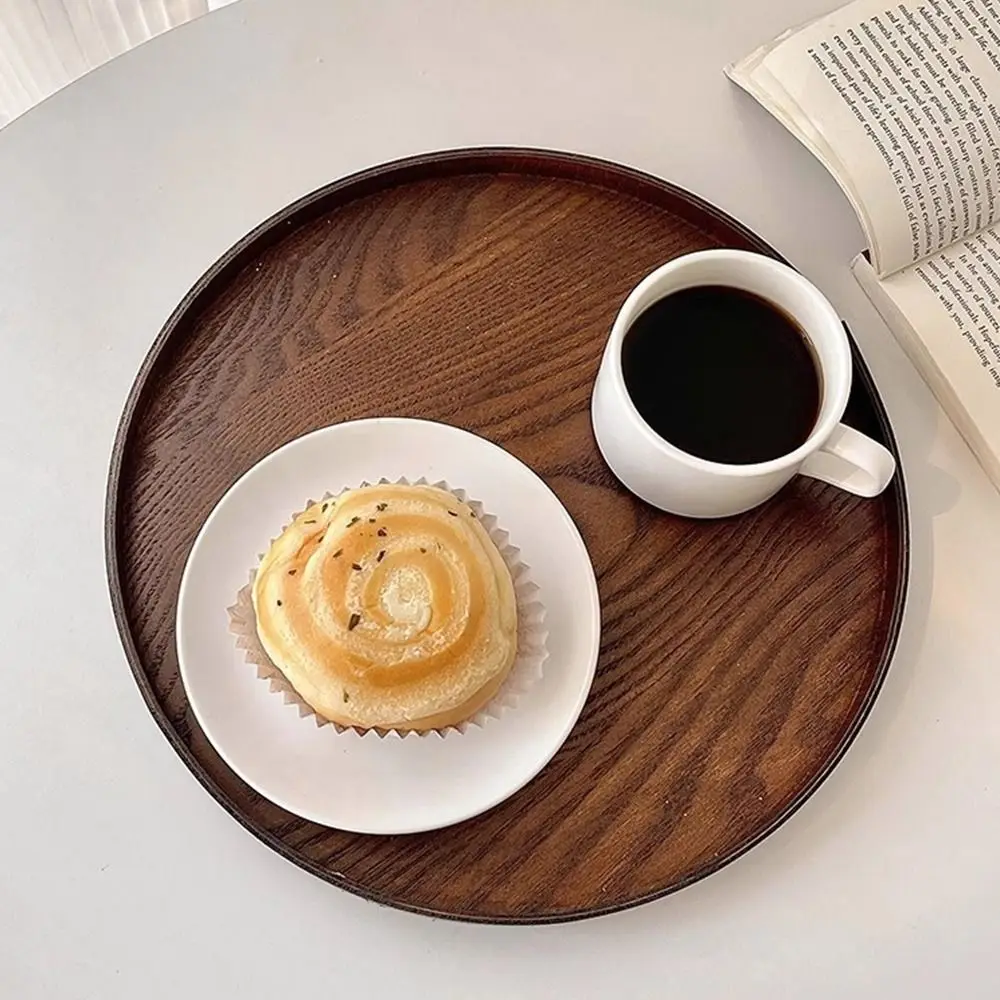 Vintage Round Serving Tray Wooden 21/24/27/30/33cm Wood Platte Dessert Pallet Coffee Home Table