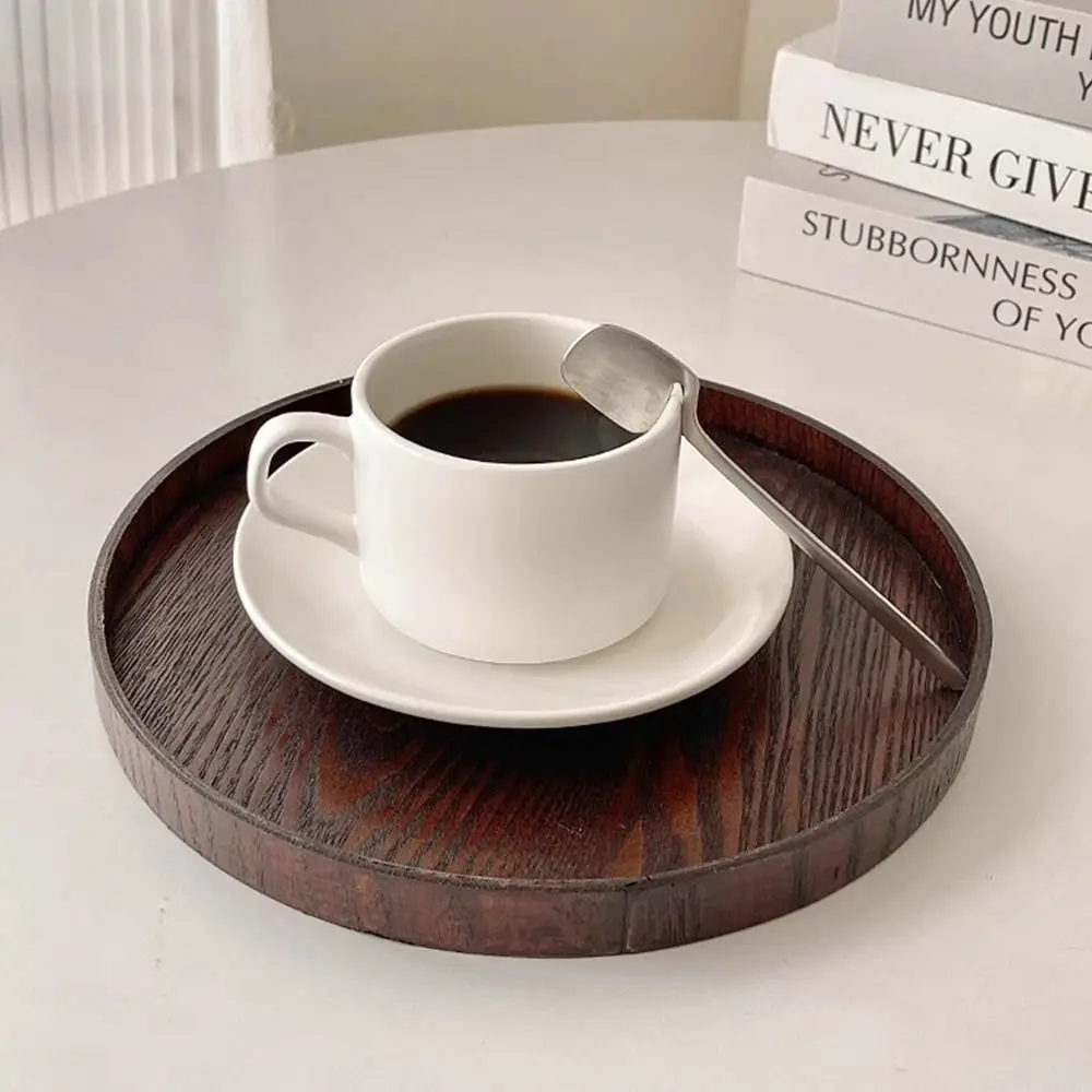 Vintage Round Serving Tray Wooden 21/24/27/30/33cm Wood Platte Dessert Pallet Coffee Home Table