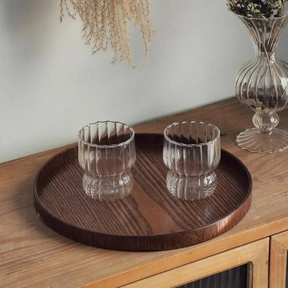 Vintage Round Serving Tray Wooden 21/24/27/30/33cm Wood Platte Dessert Pallet Coffee Home Table
