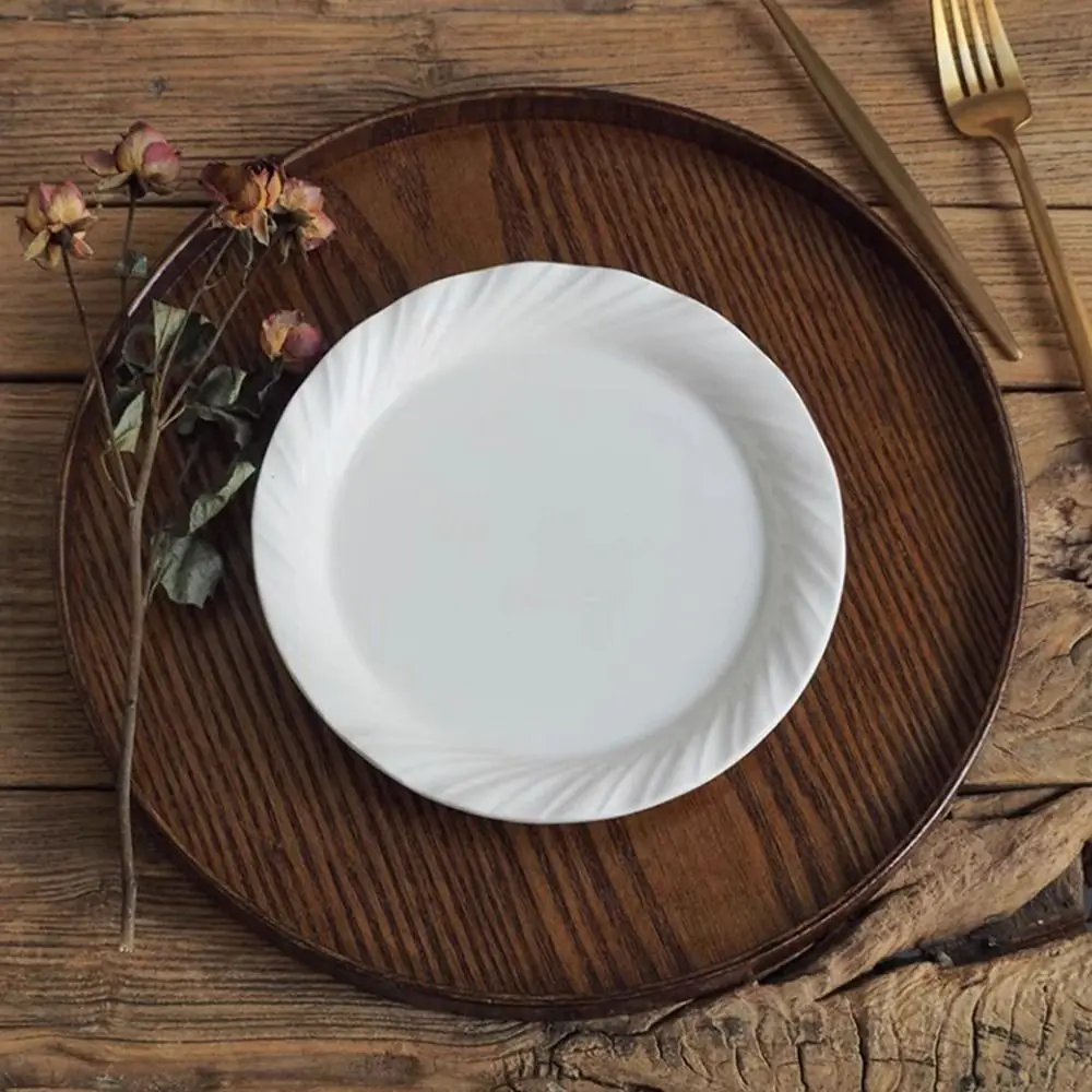 Vintage Round Serving Tray Wooden 21/24/27/30/33cm Wood Platte Dessert Pallet Coffee Home Table