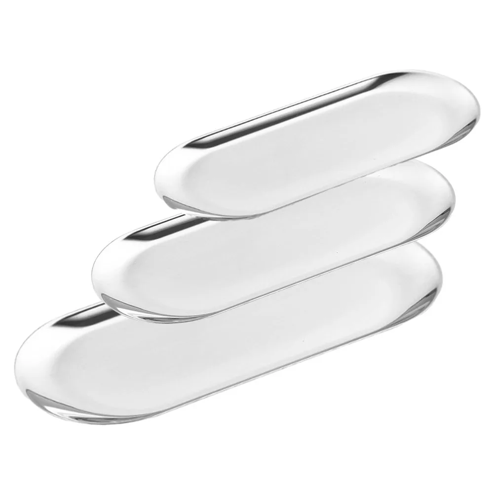 Oval Stainless Steel Trays Storage Tray For Tea Fruit Cosmetics Jewelry Display Kitchen Vanity Organizer Silvery