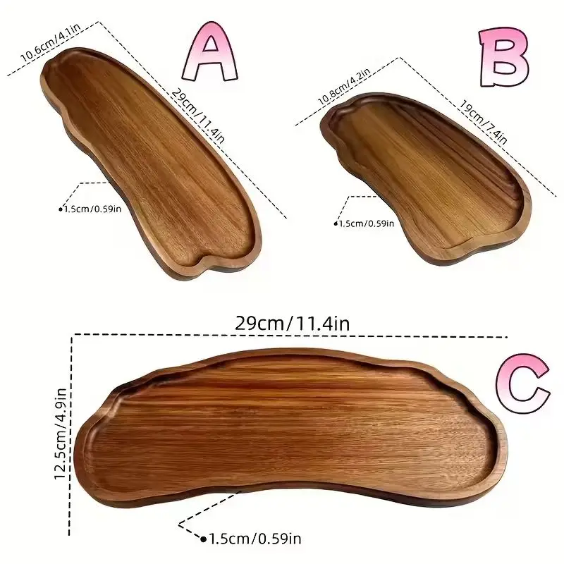 Bathroom Sink Tray, Acacia Wood Scented Candle Tray, Solid Wood Tray, Suitable for Dressing Table, Bathroom, Small Decorative Wo