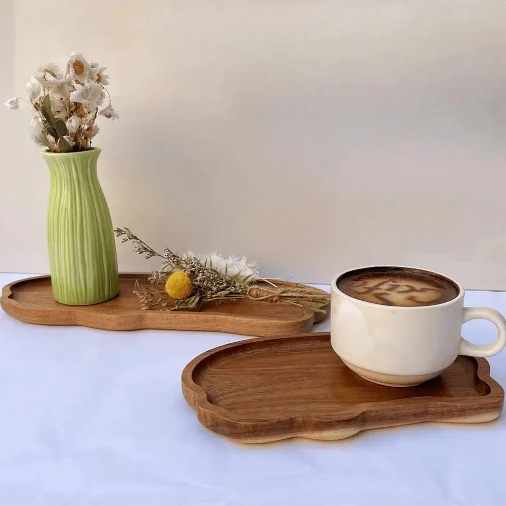 Bathroom Sink Tray, Acacia Wood Scented Candle Tray, Solid Wood Tray, Suitable for Dressing Table, Bathroom, Small Decorative Wo