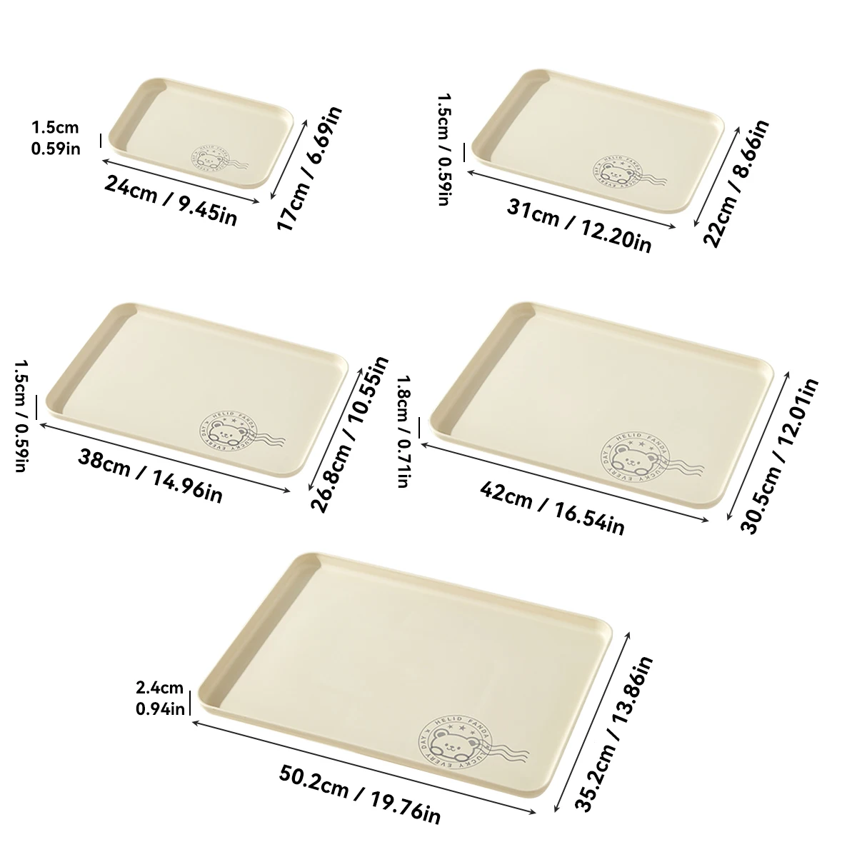 WORTHBUY Stackable Plastic Storage Tray Rectangular Fruit Dessert Tray Large Capacity Food Serving Tray Kitchen Organizer