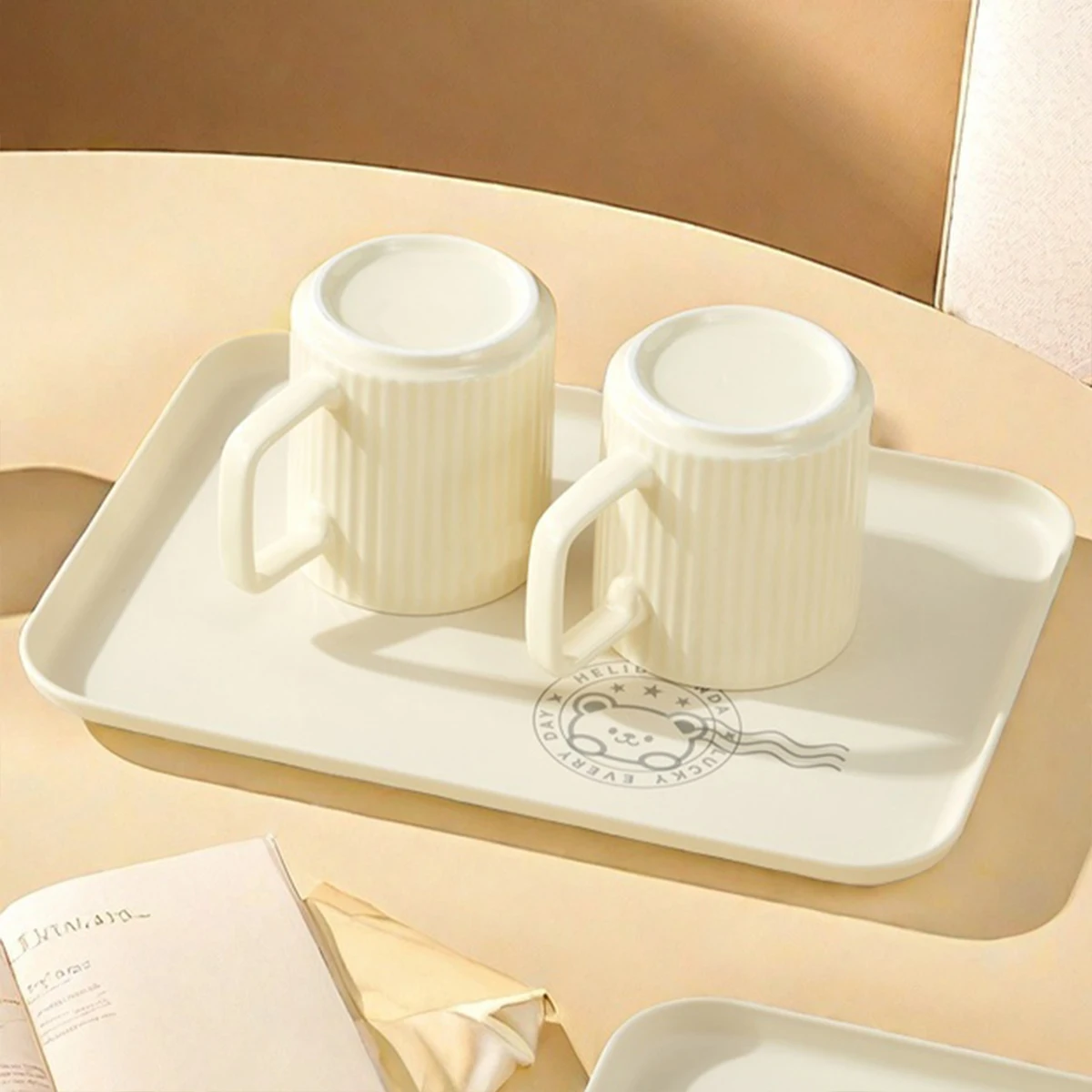 WORTHBUY Stackable Plastic Storage Tray Rectangular Fruit Dessert Tray Large Capacity Food Serving Tray Kitchen Organizer