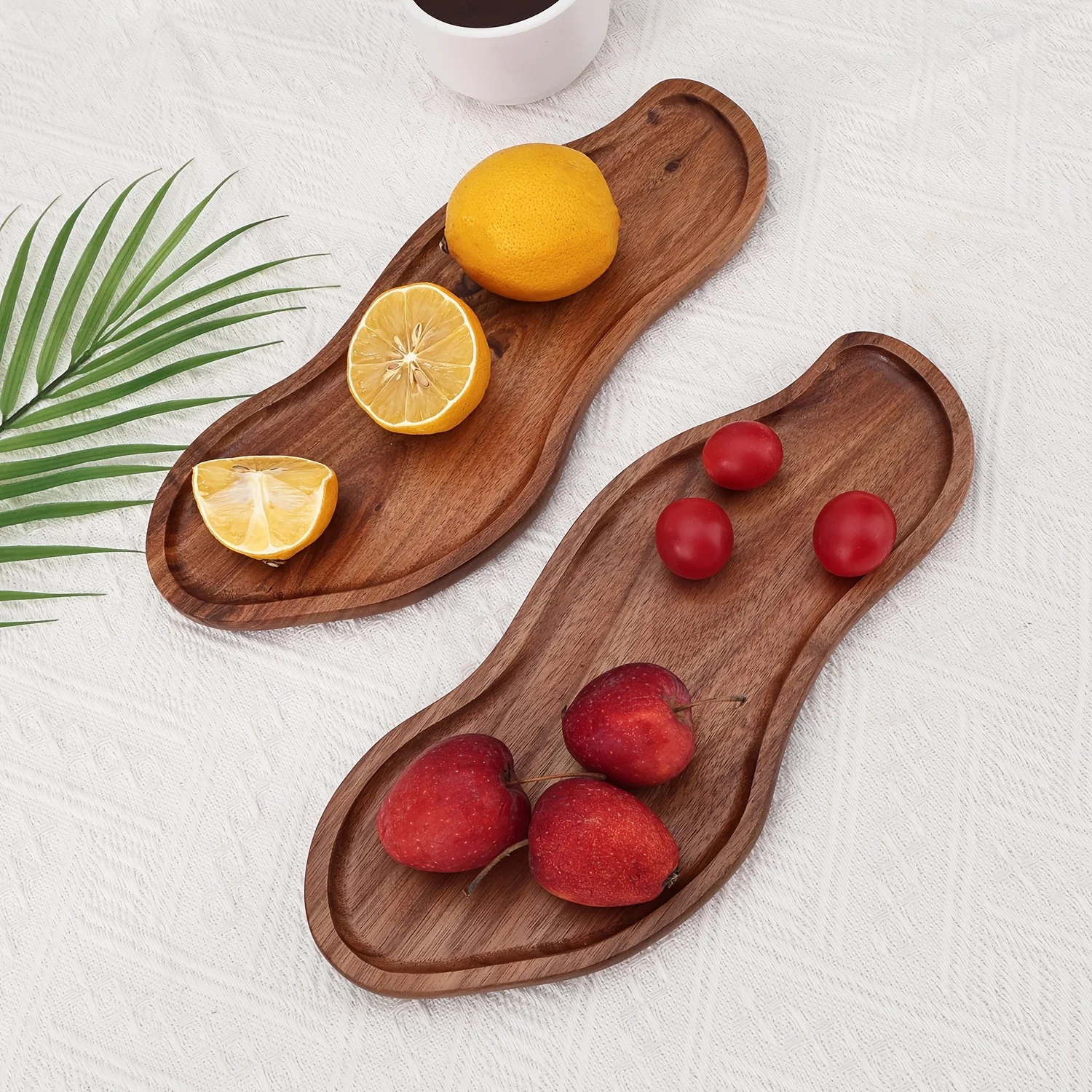 Heat Resistant Japanese Acacia Wood Tray, Creative Peanut Shaped Wooden Plate, Decorative Serving Platter for Home Use