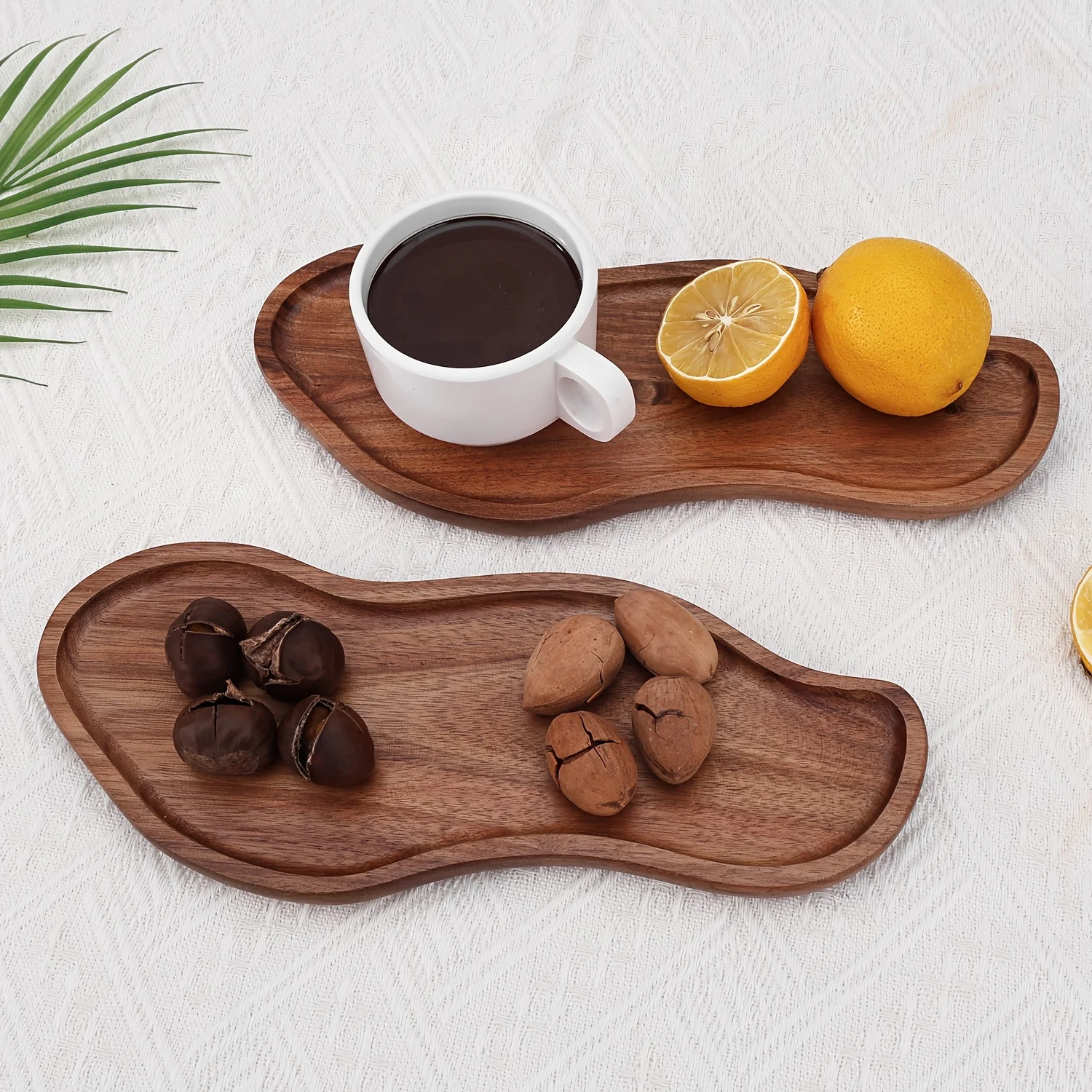 Heat Resistant Japanese Acacia Wood Tray, Creative Peanut Shaped Wooden Plate, Decorative Serving Platter for Home Use