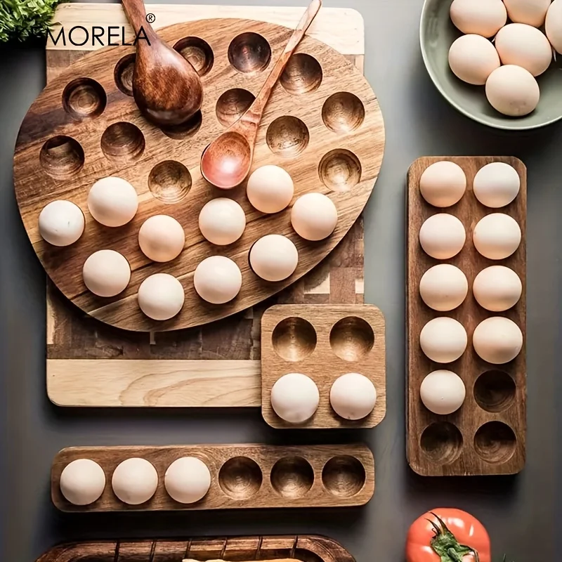 KEMORELA 1PCS Modern Wooden Egg Storage Box - Multi-Compartment Kitchen Organizer for Fresh Eggs Perfect for Home Cooking Baking