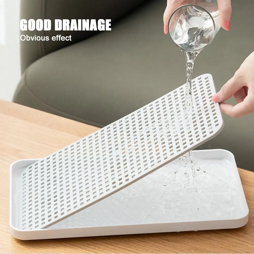 Hot Fruit Dryer Tray Tableware Plastic Dish Drainer Rectangle Double-Layer Tea Tray Kitchen Organizer