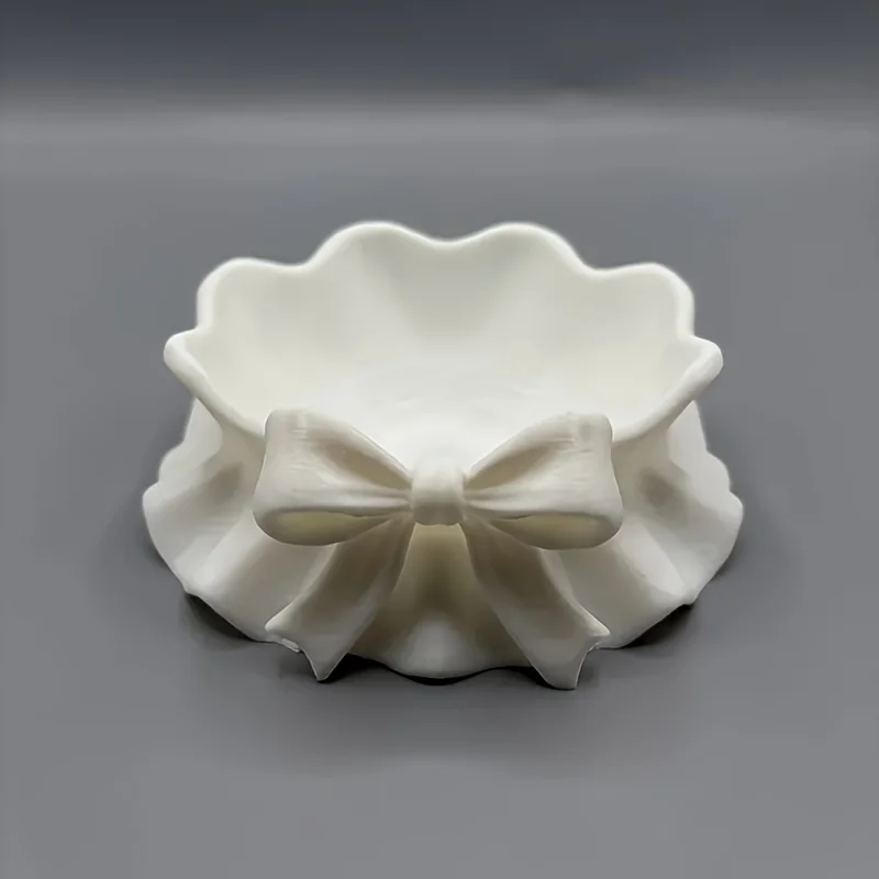 White Bow-Shaped Storage Tray, 3D Printed Bow-Shaped Jewelry Storage Tray, Home Decoration, Girly Style Storage Box