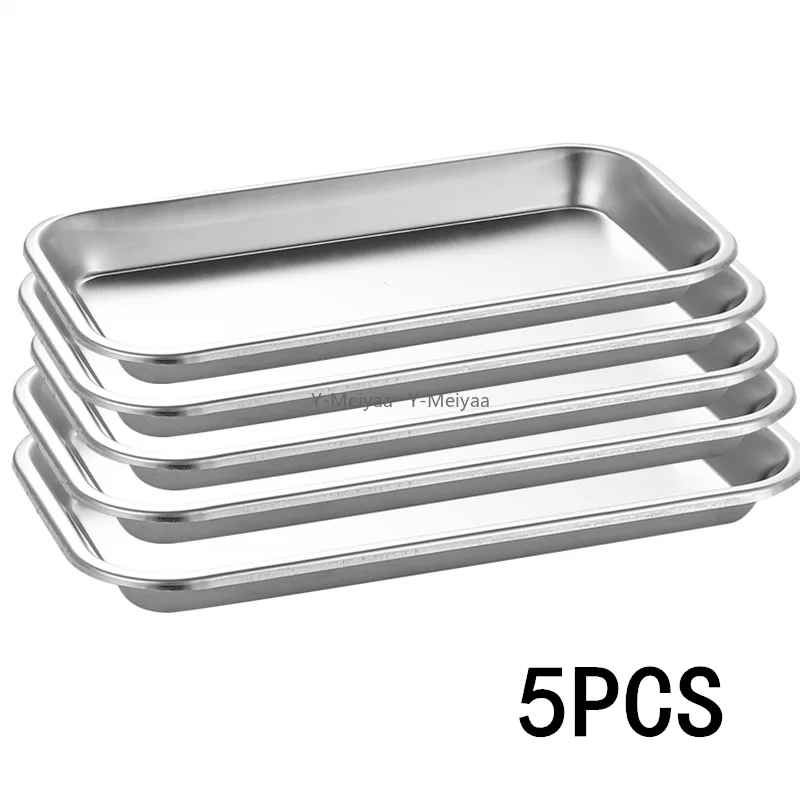 1/2/5pcs Stainless Steel Kitchen Tray Storage Tray Dental Medical Tool Nail Tattoo Dental Medical Tray Dish Jewelry Storage