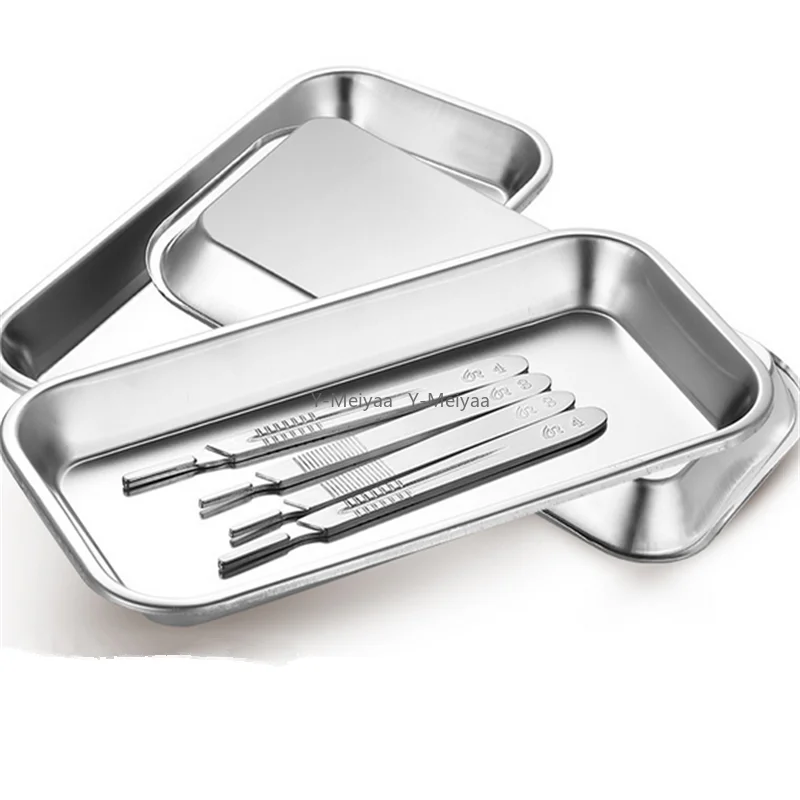 1/2/5pcs Stainless Steel Kitchen Tray Storage Tray Dental Medical Tool Nail Tattoo Dental Medical Tray Dish Jewelry Storage