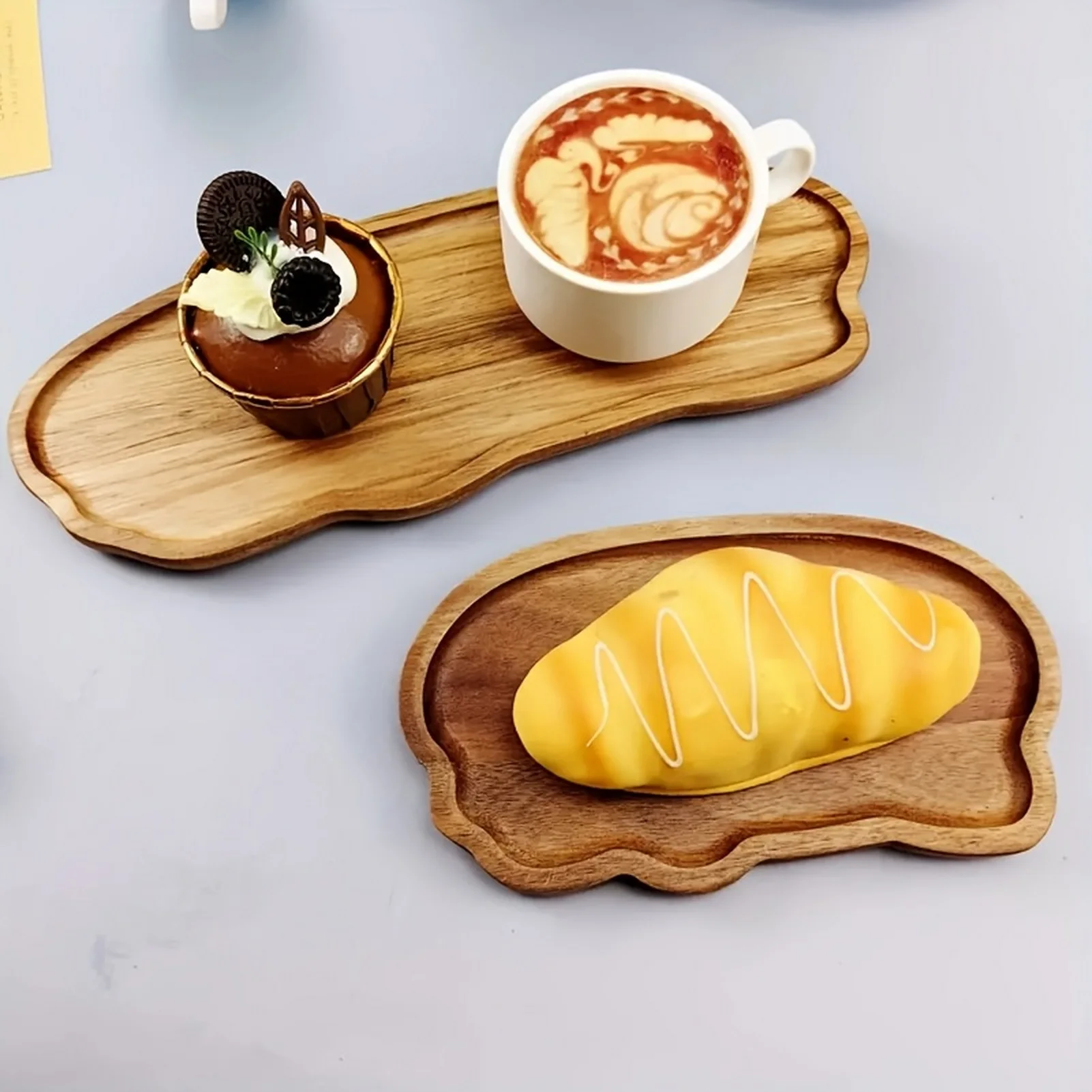 Japanese Style Storage Tray Irregular Cloud Shaped Wooden Tray For Bread Dessert Cake Coffee Tea Cup Household Organizer Plate