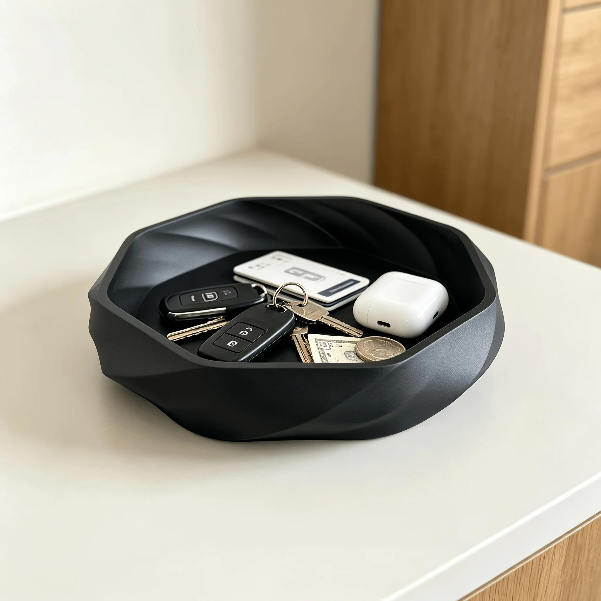 1Pc Matte PLA Swirl Tray, 3D Printed Decor Storage Dish, Multi-purpose Desktop Organizer for Keys, Jewelry and Small Trinkets