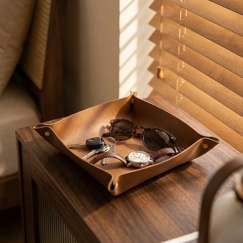 Brown Storage Tray Desktop Shoe Cabinet Dormitory Organizer Key Jewelry Cosmetic Storage Box