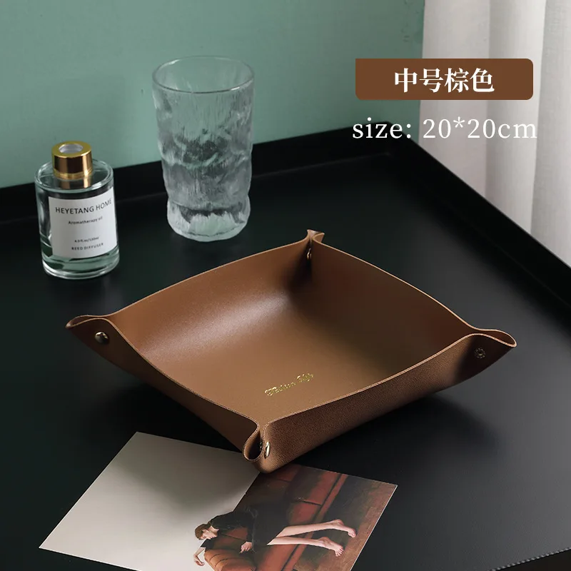 Brown Storage Tray Desktop Shoe Cabinet Dormitory Organizer Key Jewelry Cosmetic Storage Box