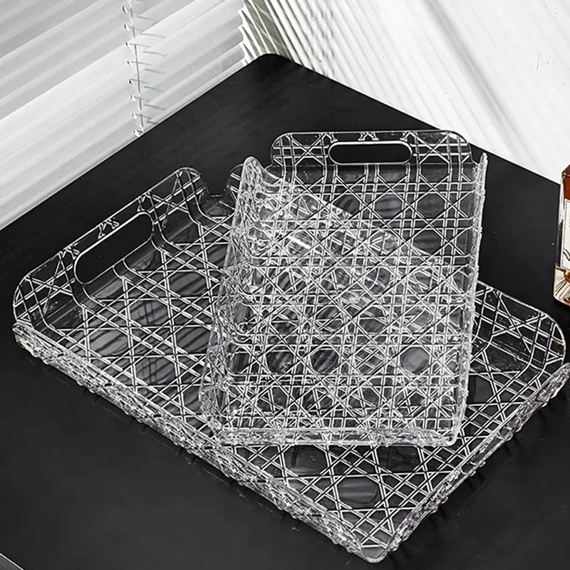 Household Rectangular Storage Tray Cup Water Cup Storage Tea Tray Light Luxury High-end High Aesthetic Tea Set Home Decoration