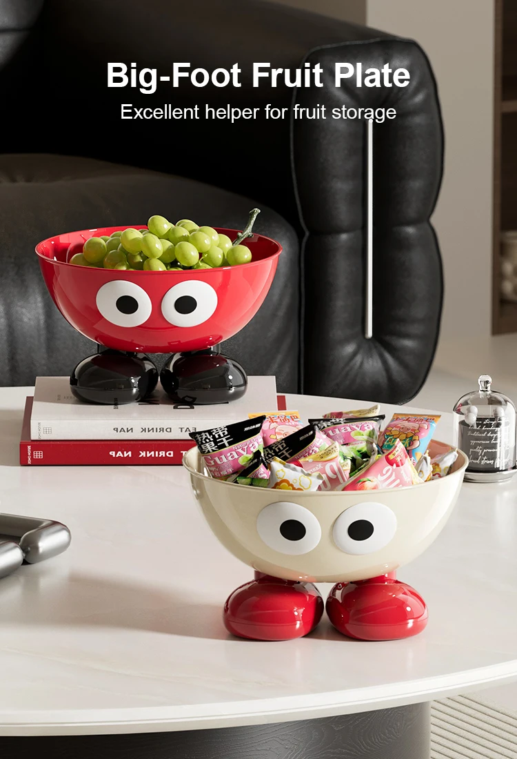 Uforu Food Grade Fruit Bowl Large Capacity Detachable Snack Container Cute Creative Fruit Tray for Kitchen Countertop