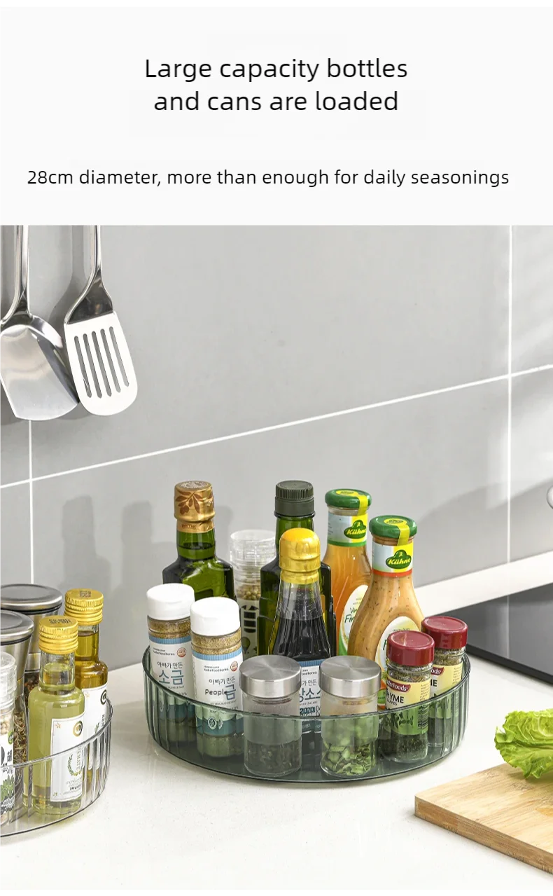 360° Rotating Tray Lazy Susan Fridge Organizer Turntable Storage Tray Clear Food Storage Organizer Spice Rack Kitchen Organizer