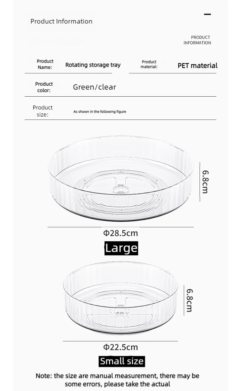 360° Rotating Tray Lazy Susan Fridge Organizer Turntable Storage Tray Clear Food Storage Organizer Spice Rack Kitchen Organizer