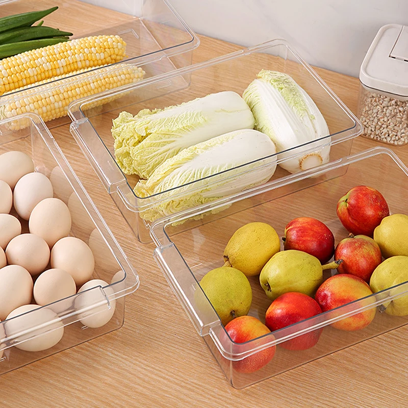 【M】Kitchen Storage Box Fruit Vegetable Preservation Organizer Transparent Egg Container Under-shelf Refrigerator Drawer
