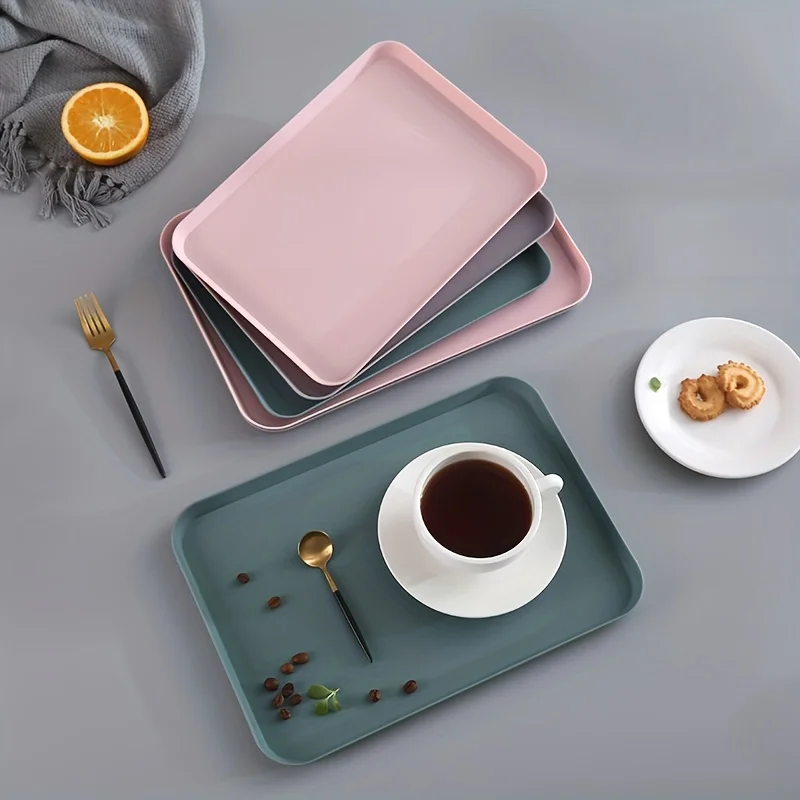 Plastic Serving Trays , Plastic Fast Food Tray , Reusable Rectangular Party Platters for Veggie, Snack, Fruit, Cookies, De