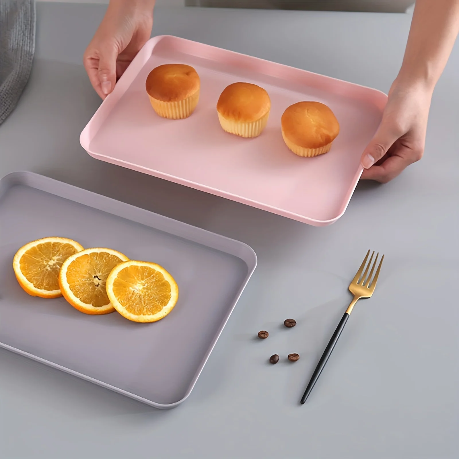 Plastic Serving Trays , Plastic Fast Food Tray , Reusable Rectangular Party Platters for Veggie, Snack, Fruit, Cookies, De