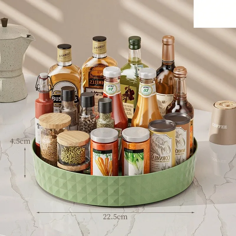 360 Rotating Seasoning Storage Rack Multifunction Pantry Cabinet Turntable for Cosmetics Kitchen Accessories Organizer Tray