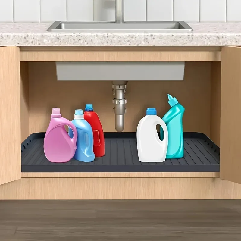 Durable  Under-Sink Mat - Waterproof Drip Tray Liner For Kitchen & Bathroom Cabinets, Easy-Clean Storage Solution